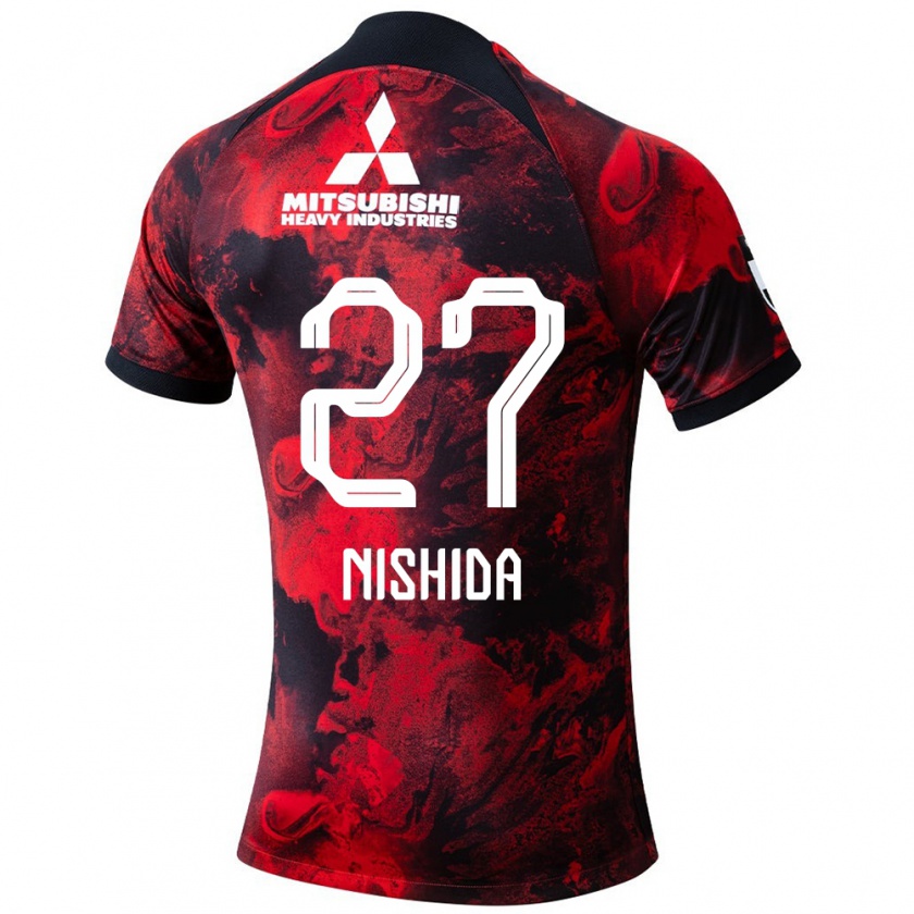 Kandiny Niño Camiseta Haruto Nishida #27 Negro Rojo 1ª Equipación 2024/25 La Camisa Chile