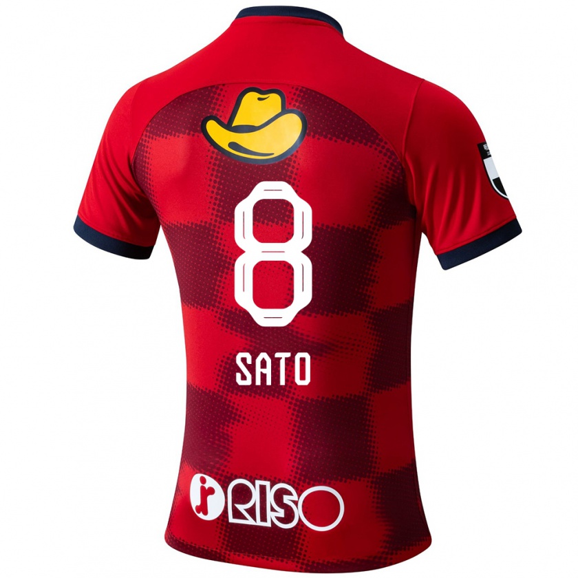 Kandiny Niño Camiseta Yuto Sato #8 Rojo Azul Blanco 1ª Equipación 2024/25 La Camisa Chile