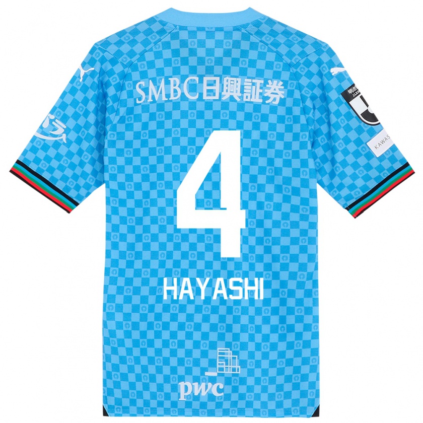 Kandiny Niño Camiseta Shunsuke Hayashi #4 Azul Celeste 1ª Equipación 2024/25 La Camisa Chile