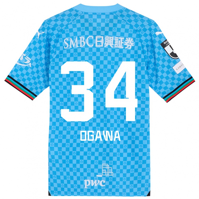 Kandiny Niño Camiseta Hiroto Ogawa #34 Azul Celeste 1ª Equipación 2024/25 La Camisa Chile