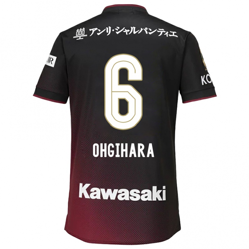 Kandiny Niño Camiseta Takahiro Ogihara #6 Negro Rojo 1ª Equipación 2024/25 La Camisa Chile