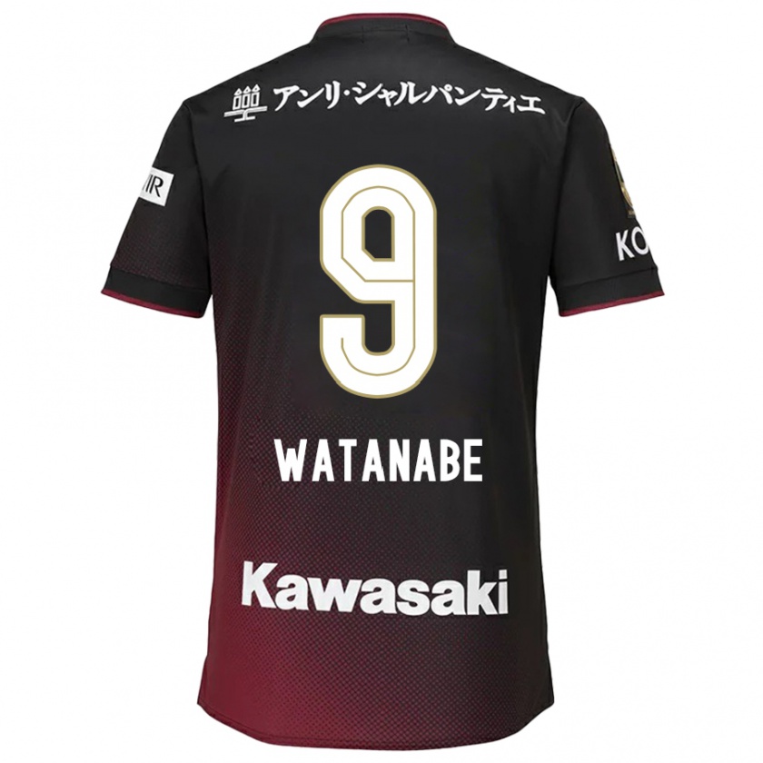 Kandiny Niño Camiseta Hayato Watanabe #9 Negro Rojo 1ª Equipación 2024/25 La Camisa Chile