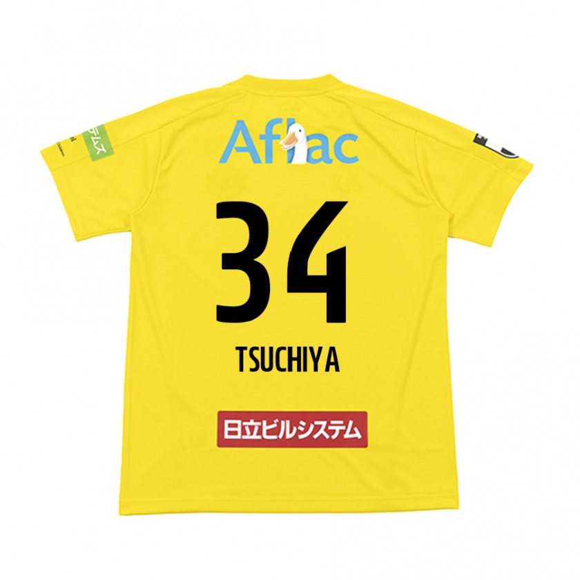 Kandiny Niño Camiseta Takumi Tsuchiya #34 Amarillo Negro 1ª Equipación 2024/25 La Camisa Chile