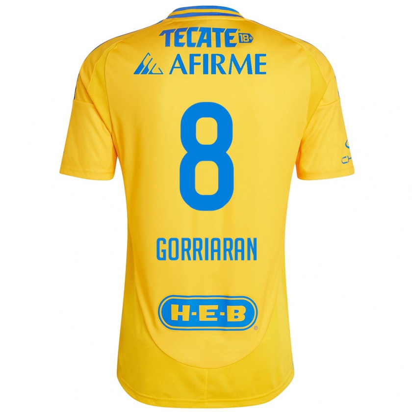 Kandiny Niño Camiseta Fernando Gorriarán #8 Oro Amarillo 1ª Equipación 2024/25 La Camisa Chile