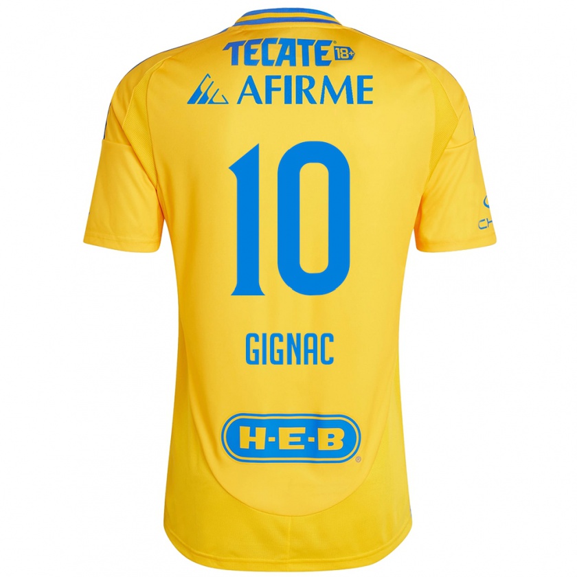 Kandiny Niño Camiseta André-Pierre Gignac #10 Oro Amarillo 1ª Equipación 2024/25 La Camisa Chile