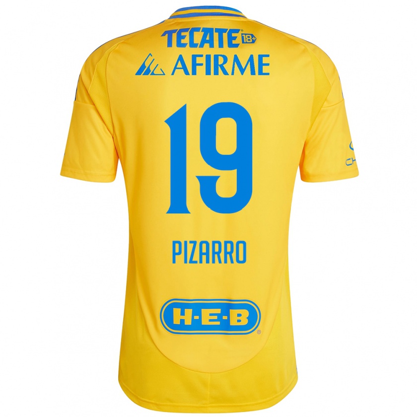 Kandiny Niño Camiseta Guido Pizarro #19 Oro Amarillo 1ª Equipación 2024/25 La Camisa Chile