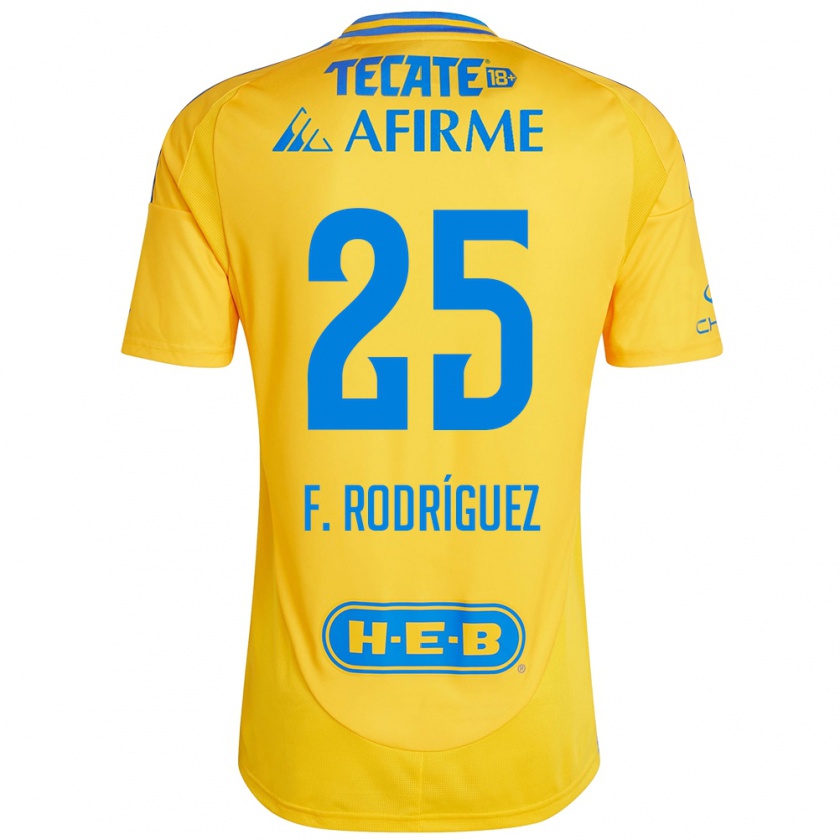 Kandiny Niño Camiseta Felipe Rodríguez #25 Oro Amarillo 1ª Equipación 2024/25 La Camisa Chile