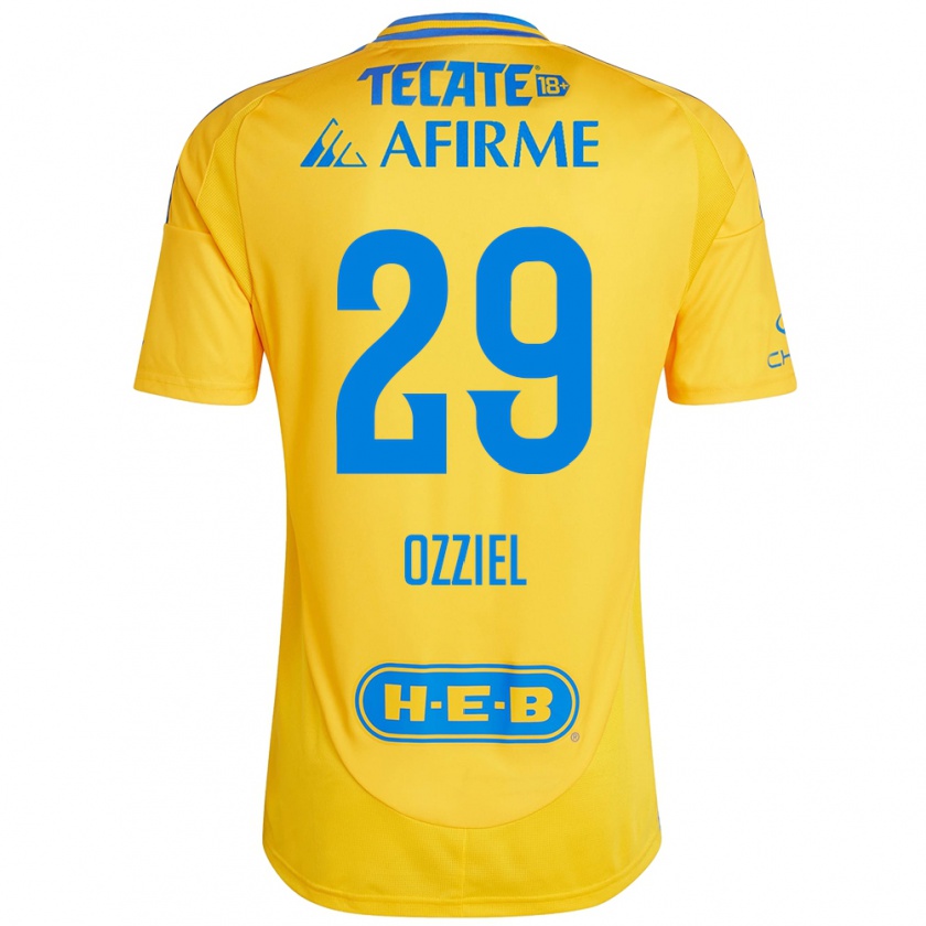 Kandiny Niño Camiseta Ozziel Herrera #29 Oro Amarillo 1ª Equipación 2024/25 La Camisa Chile