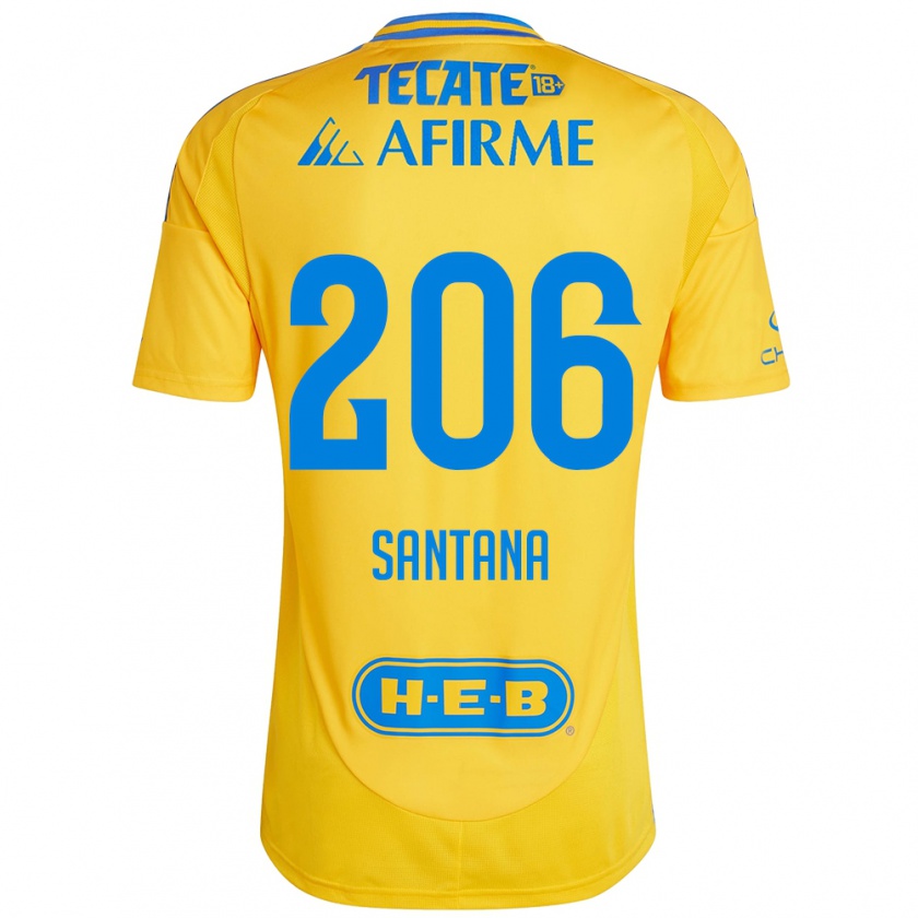 Kandiny Niño Camiseta Joel Santana #206 Oro Amarillo 1ª Equipación 2024/25 La Camisa Chile