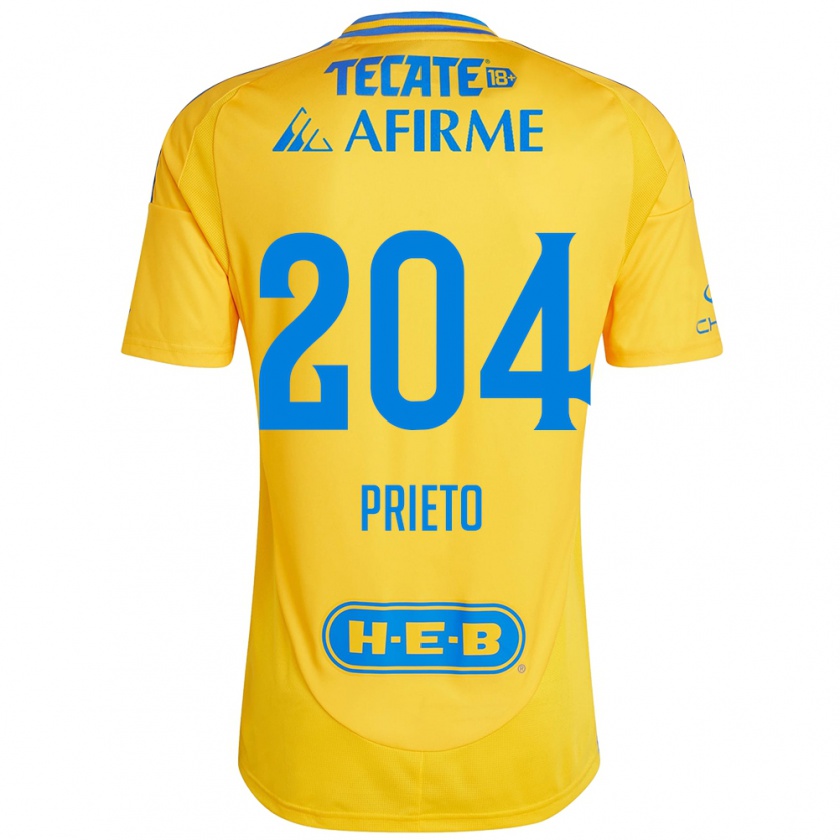 Kandiny Niño Camiseta Leonel Prieto #204 Oro Amarillo 1ª Equipación 2024/25 La Camisa Chile