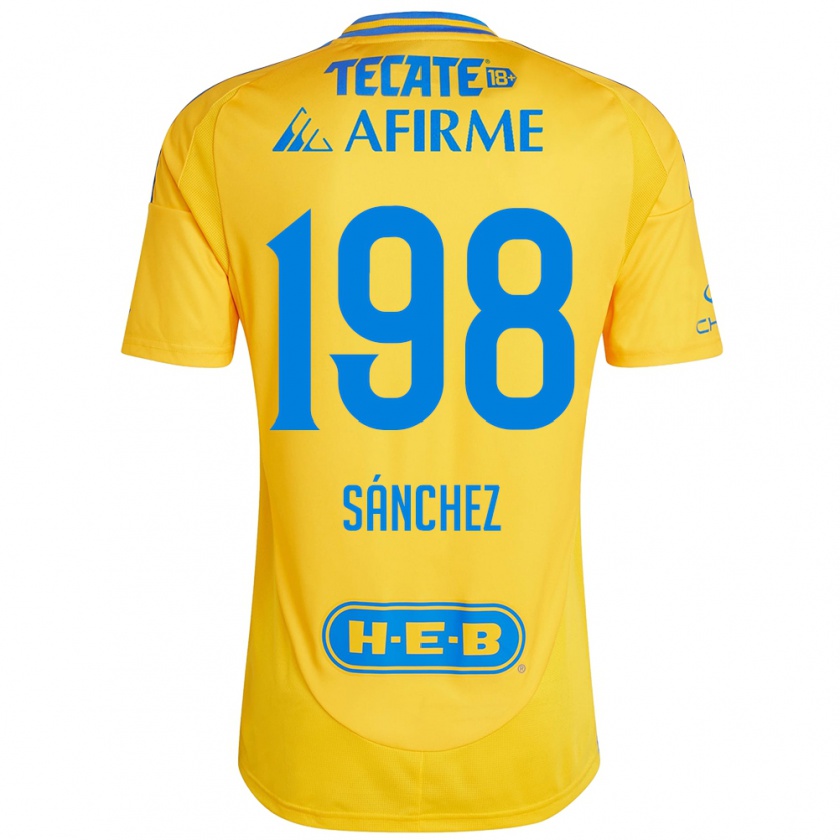 Kandiny Niño Camiseta Diego Sánchez #198 Oro Amarillo 1ª Equipación 2024/25 La Camisa Chile