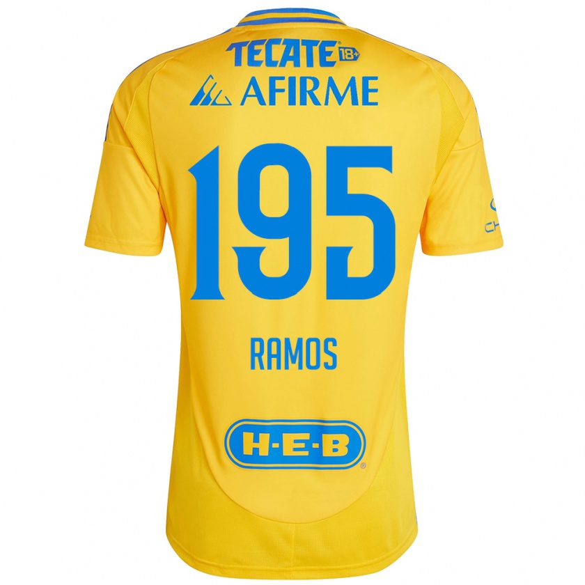 Kandiny Niño Camiseta Rodrigo Ramos #195 Oro Amarillo 1ª Equipación 2024/25 La Camisa Chile