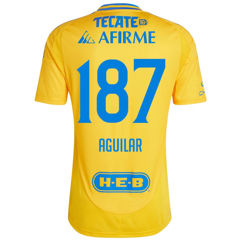 Kandiny Niño Camiseta Manuel Aguilar #187 Oro Amarillo 1ª Equipación 2024/25 La Camisa Chile