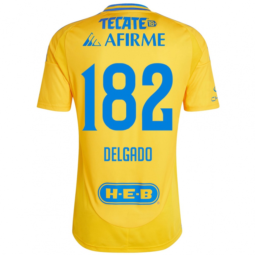 Kandiny Niño Camiseta Arturo Delgado #182 Oro Amarillo 1ª Equipación 2024/25 La Camisa Chile