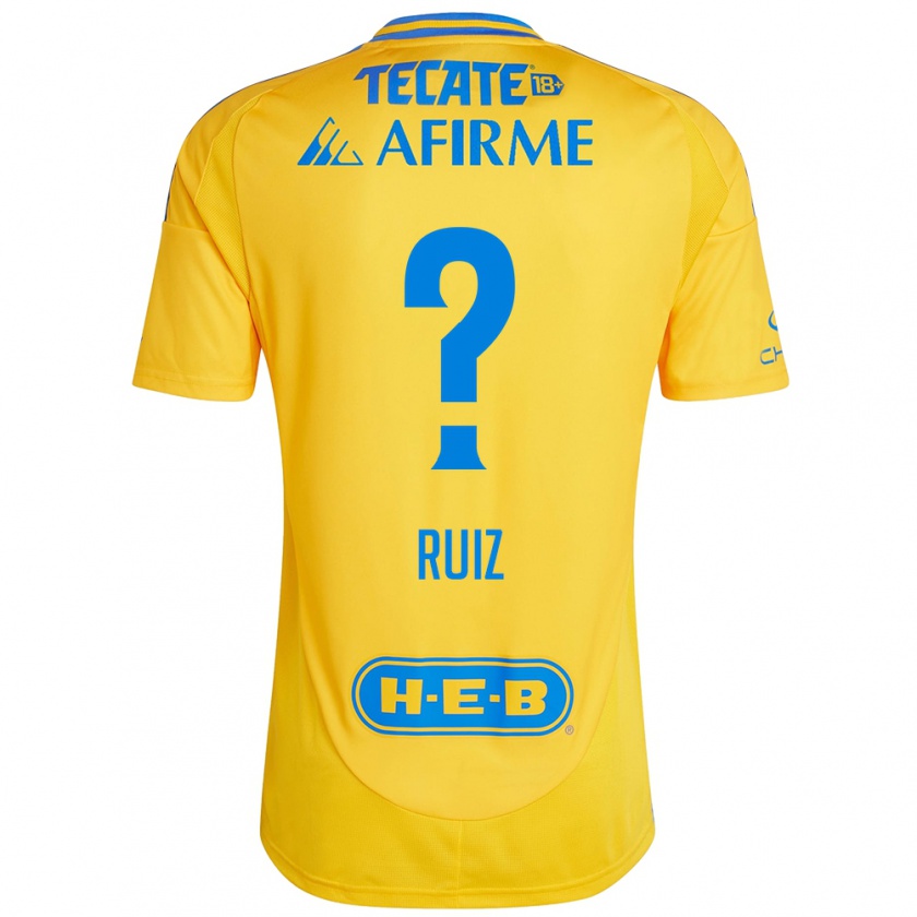 Kandiny Niño Camiseta Luis Ruiz #0 Oro Amarillo 1ª Equipación 2024/25 La Camisa Chile