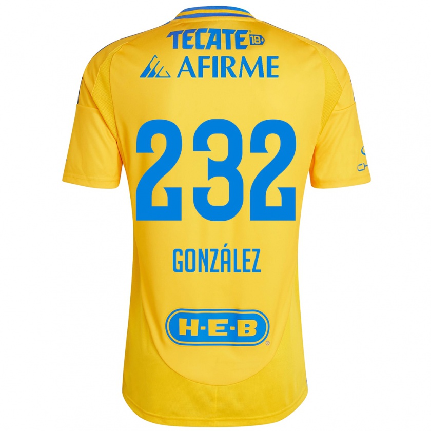 Kandiny Niño Camiseta César González #232 Oro Amarillo 1ª Equipación 2024/25 La Camisa Chile