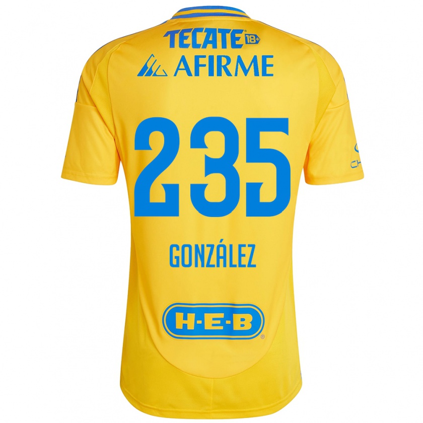 Kandiny Niño Camiseta Mauricio González #235 Oro Amarillo 1ª Equipación 2024/25 La Camisa Chile