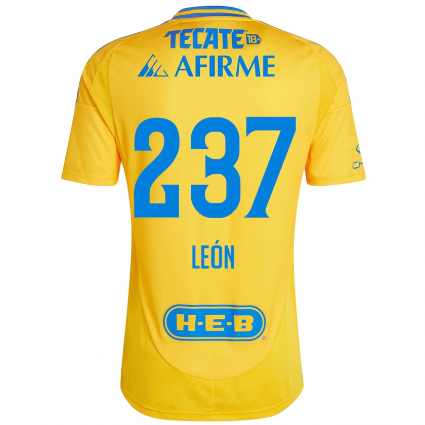 Kandiny Niño Camiseta Gabriel León #237 Oro Amarillo 1ª Equipación 2024/25 La Camisa Chile