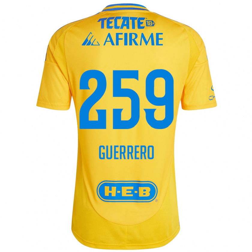 Kandiny Niño Camiseta Erick Guerrero #259 Oro Amarillo 1ª Equipación 2024/25 La Camisa Chile