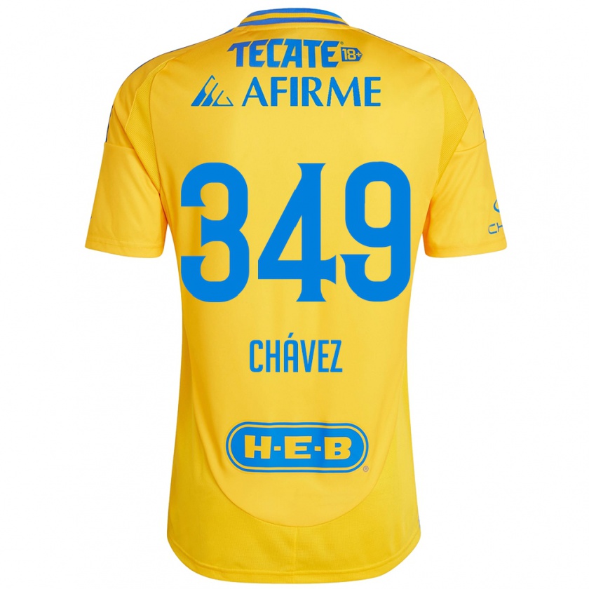 Kandiny Niño Camiseta Jorge Chávez #349 Oro Amarillo 1ª Equipación 2024/25 La Camisa Chile