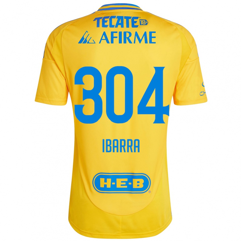 Kandiny Niño Camiseta Luis Ibarra #304 Oro Amarillo 1ª Equipación 2024/25 La Camisa Chile