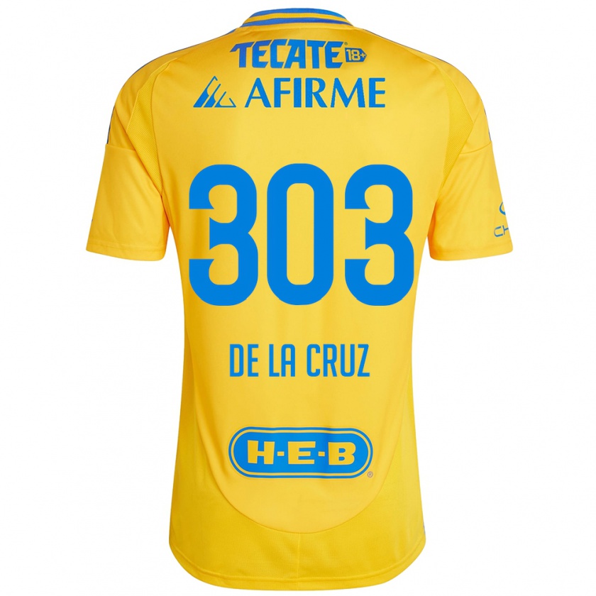 Kandiny Niño Camiseta Erick De La Cruz #303 Oro Amarillo 1ª Equipación 2024/25 La Camisa Chile