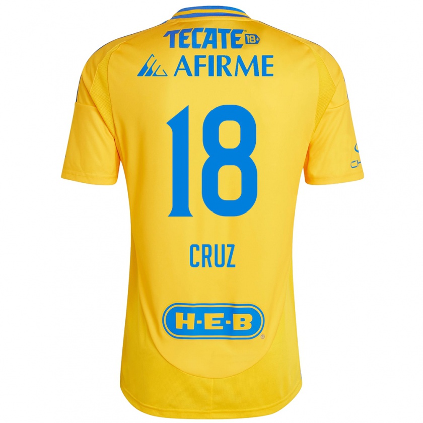 Kandiny Niño Camiseta Belen Cruz #18 Oro Amarillo 1ª Equipación 2024/25 La Camisa Chile