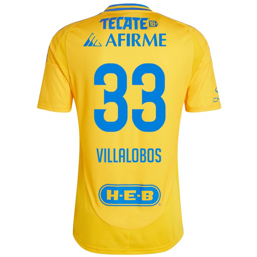 Kandiny Niño Camiseta Vania Villalobos #33 Oro Amarillo 1ª Equipación 2024/25 La Camisa Chile