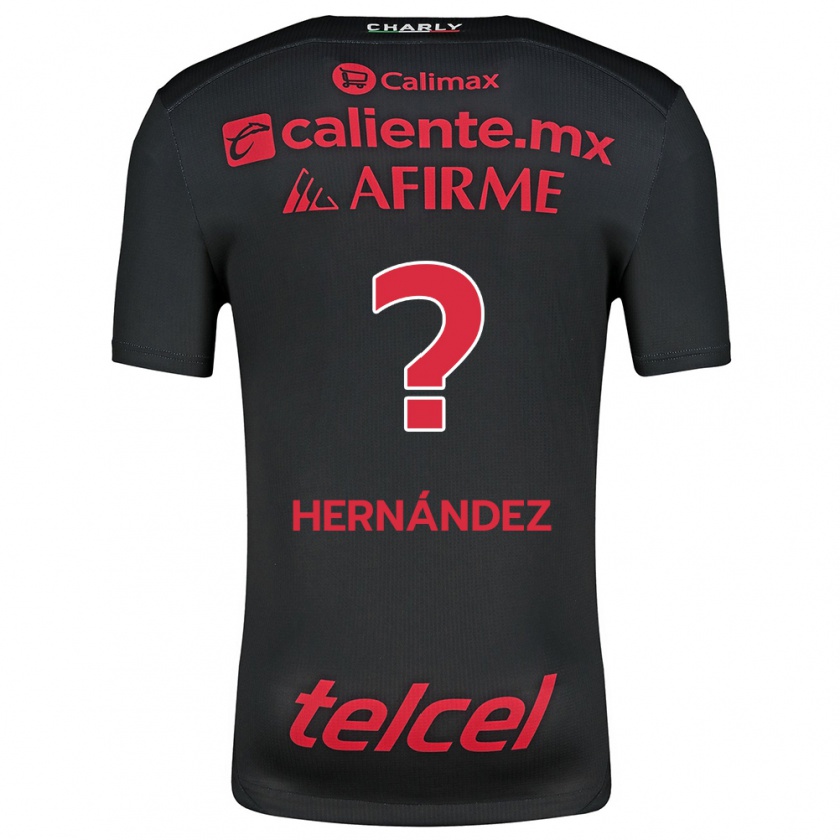 Kandiny Niño Camiseta Betsiel Hernández #0 Negro Rojo 1ª Equipación 2024/25 La Camisa Chile