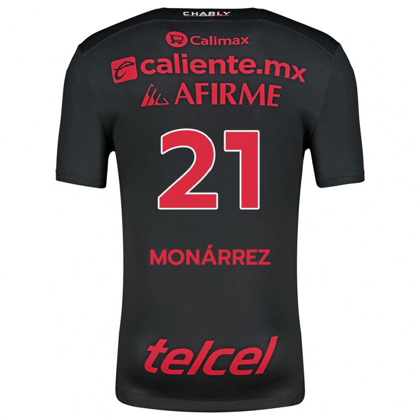 Kandiny Niño Camiseta Fernando Monárrez #21 Negro Rojo 1ª Equipación 2024/25 La Camisa Chile