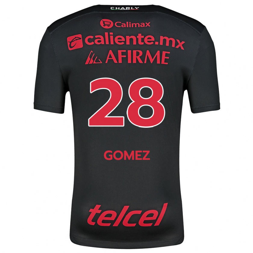 Kandiny Niño Camiseta Alejandro Gómez #28 Negro Rojo 1ª Equipación 2024/25 La Camisa Chile