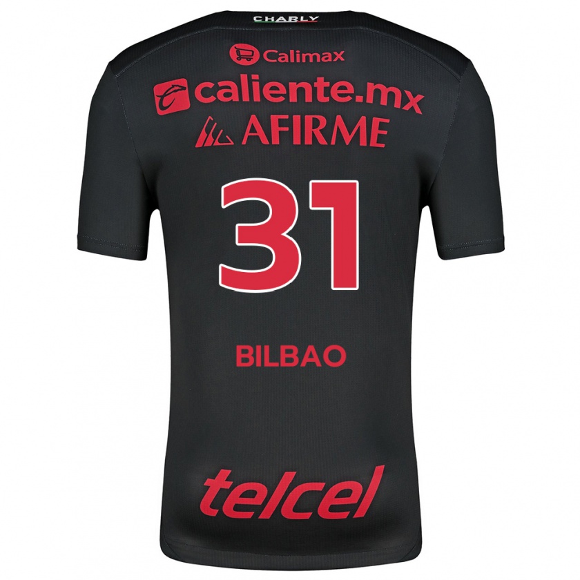 Kandiny Niño Camiseta Unai Bilbao #31 Negro Rojo 1ª Equipación 2024/25 La Camisa Chile