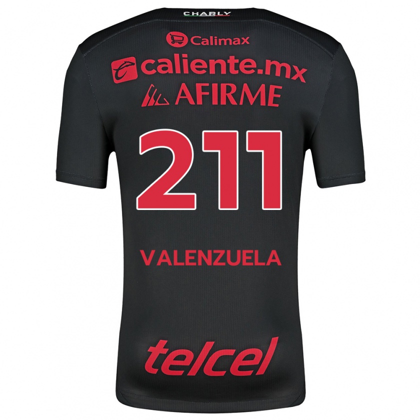 Kandiny Niño Camiseta Aldieri Valenzuela #211 Negro Rojo 1ª Equipación 2024/25 La Camisa Chile