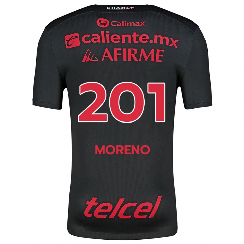 Kandiny Niño Camiseta Jesús Moreno #201 Negro Rojo 1ª Equipación 2024/25 La Camisa Chile