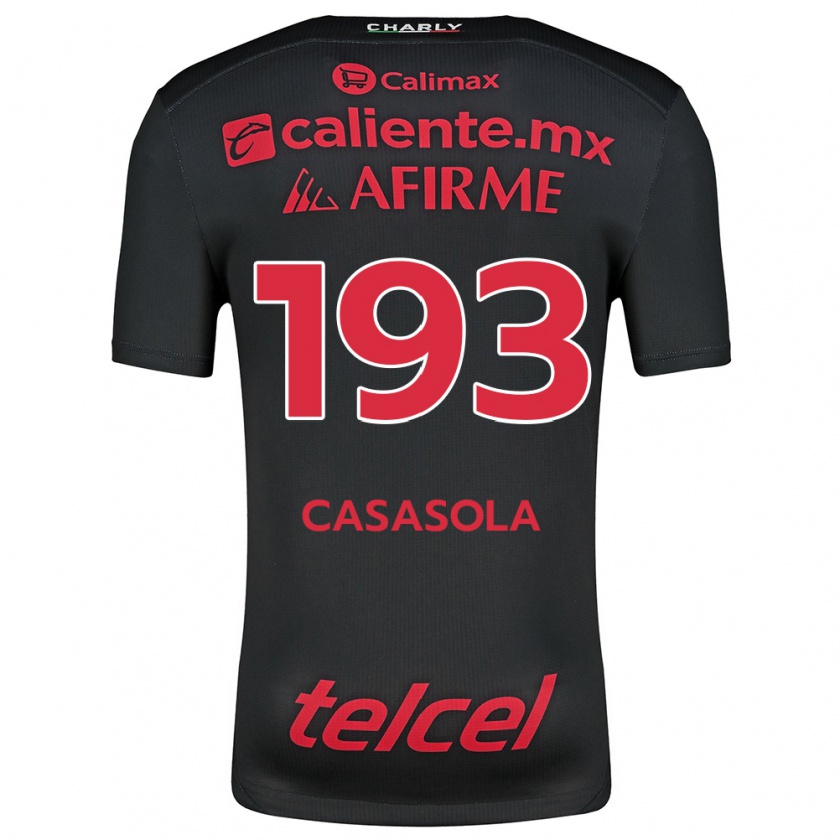 Kandiny Niño Camiseta Axel Casasola #193 Negro Rojo 1ª Equipación 2024/25 La Camisa Chile