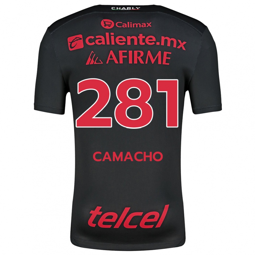 Kandiny Niño Camiseta Javier Camacho #281 Negro Rojo 1ª Equipación 2024/25 La Camisa Chile