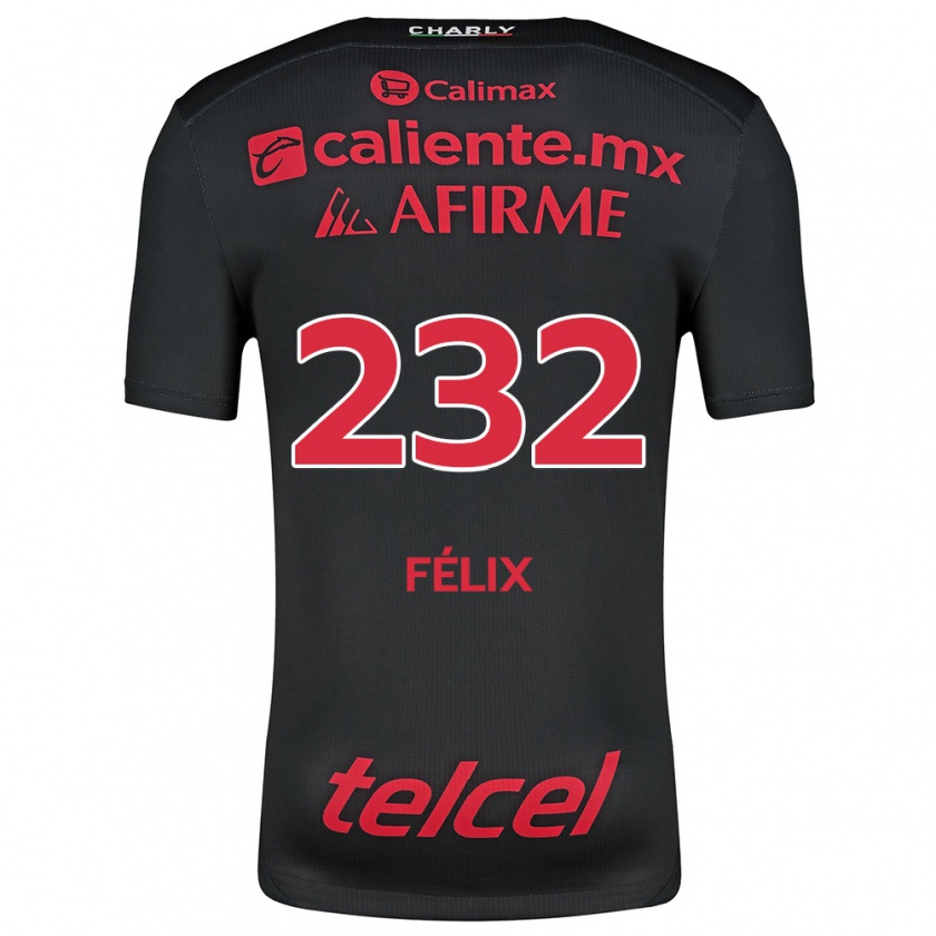 Kandiny Niño Camiseta Erick Félix #232 Negro Rojo 1ª Equipación 2024/25 La Camisa Chile