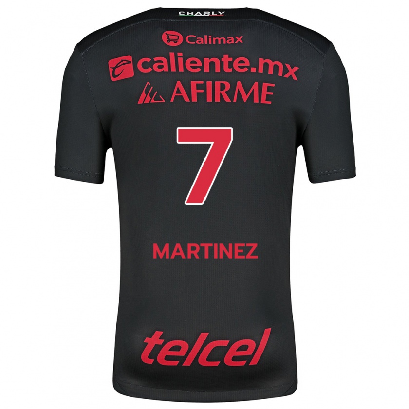 Kandiny Niño Camiseta Alejandro Martínez #7 Negro Rojo 1ª Equipación 2024/25 La Camisa Chile