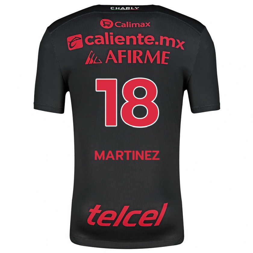 Kandiny Niño Camiseta Natividad Martínez #18 Negro Rojo 1ª Equipación 2024/25 La Camisa Chile