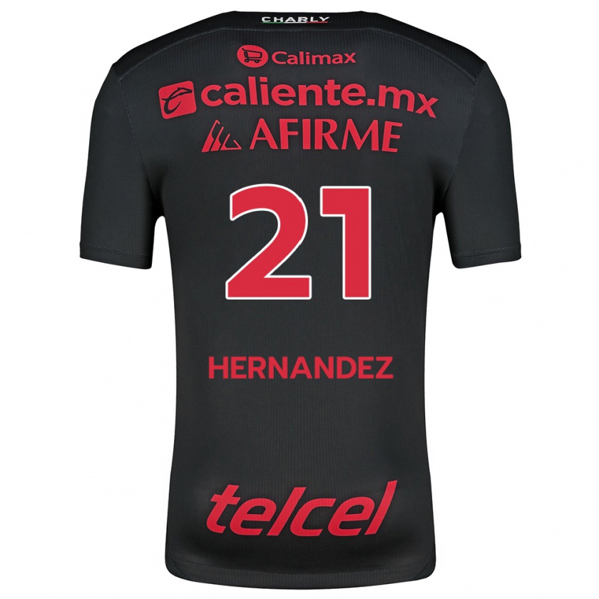 Kandiny Niño Camiseta Inglis Hernández #21 Negro Rojo 1ª Equipación 2024/25 La Camisa Chile