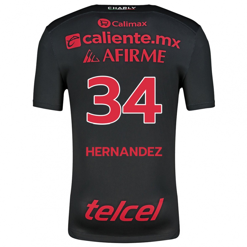 Kandiny Niño Camiseta Kimberly Hernández #34 Negro Rojo 1ª Equipación 2024/25 La Camisa Chile