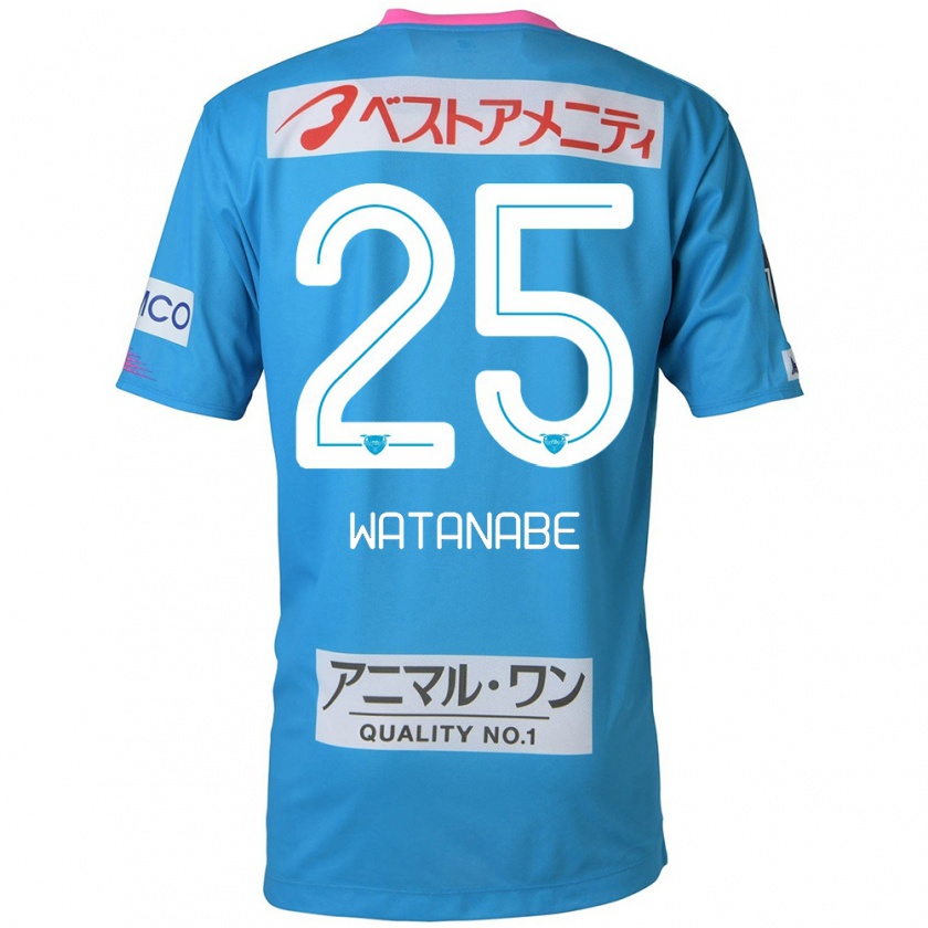 Kandiny Niño Camiseta Ryohei Watanabe #25 Azul Rosado 1ª Equipación 2024/25 La Camisa Chile