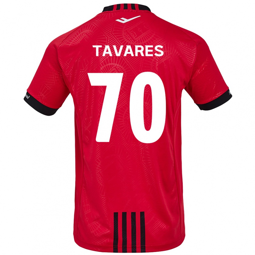 Kandiny Niño Camiseta Ronaldo Tavares #70 Negro Rojo 1ª Equipación 2024/25 La Camisa Chile