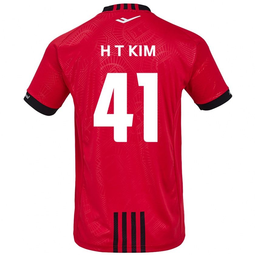 Kandiny Niño Camiseta Tae-Ho Kim #41 Negro Rojo 1ª Equipación 2024/25 La Camisa Chile