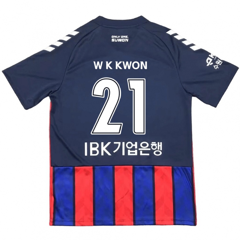 Kandiny Niño Camiseta Kyung-Won Kwon #21 Azul Rojo 1ª Equipación 2024/25 La Camisa Chile