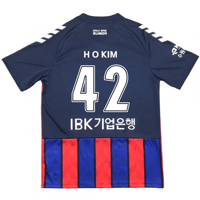 Kandiny Niño Camiseta One-Hyung Kim #42 Azul Rojo 1ª Equipación 2024/25 La Camisa Chile