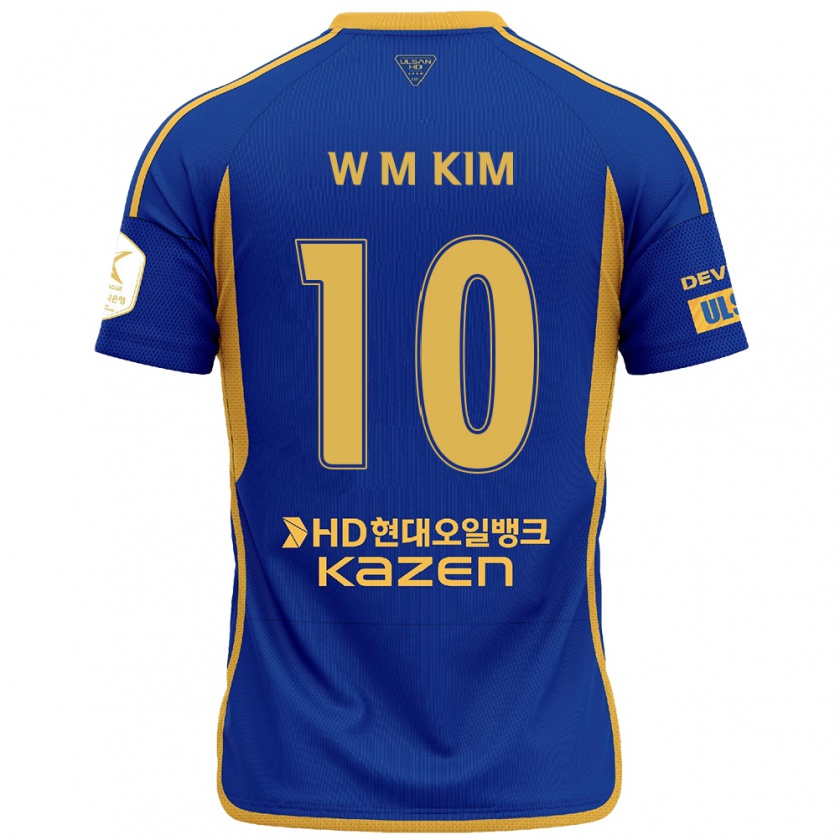 Kandiny Niño Camiseta Min-Woo Kim #10 Azul Amarillo 1ª Equipación 2024/25 La Camisa Chile