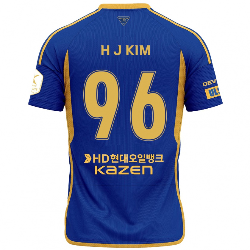 Kandiny Niño Camiseta Ji-Hyun Kim #96 Azul Amarillo 1ª Equipación 2024/25 La Camisa Chile