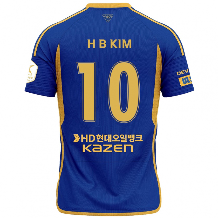 Kandiny Niño Camiseta Beom-Hwan Kim #10 Azul Amarillo 1ª Equipación 2024/25 La Camisa Chile