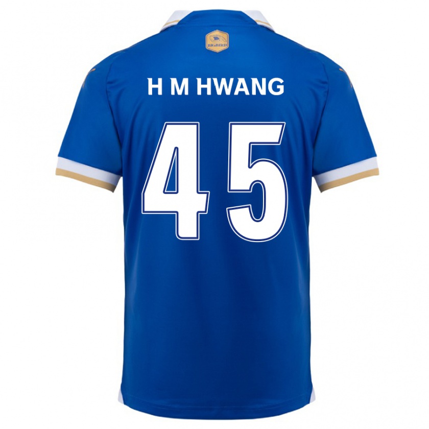 Kandiny Niño Camiseta Myung-Hyun Hwang #45 Azul Blanco 1ª Equipación 2024/25 La Camisa Chile